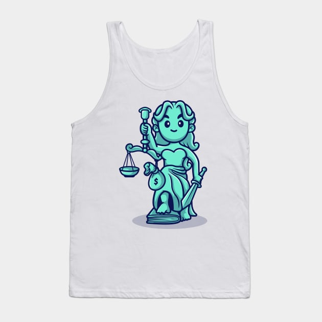 Cute Lady Justice With Scales and Money Bag Cartoon Tank Top by Catalyst Labs